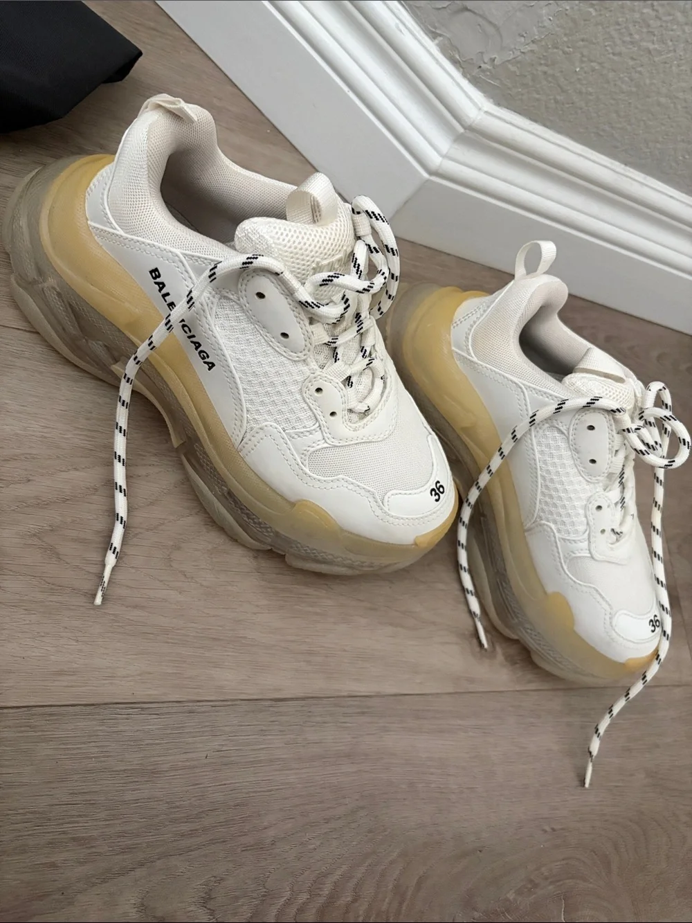 Balenciaga White Cream Triple S Sneakers